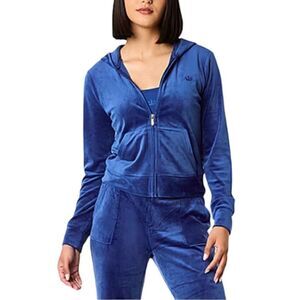 NWTs Juicy Couture Blue Velvet Velour Zip Up Track Hoodie Sz Large